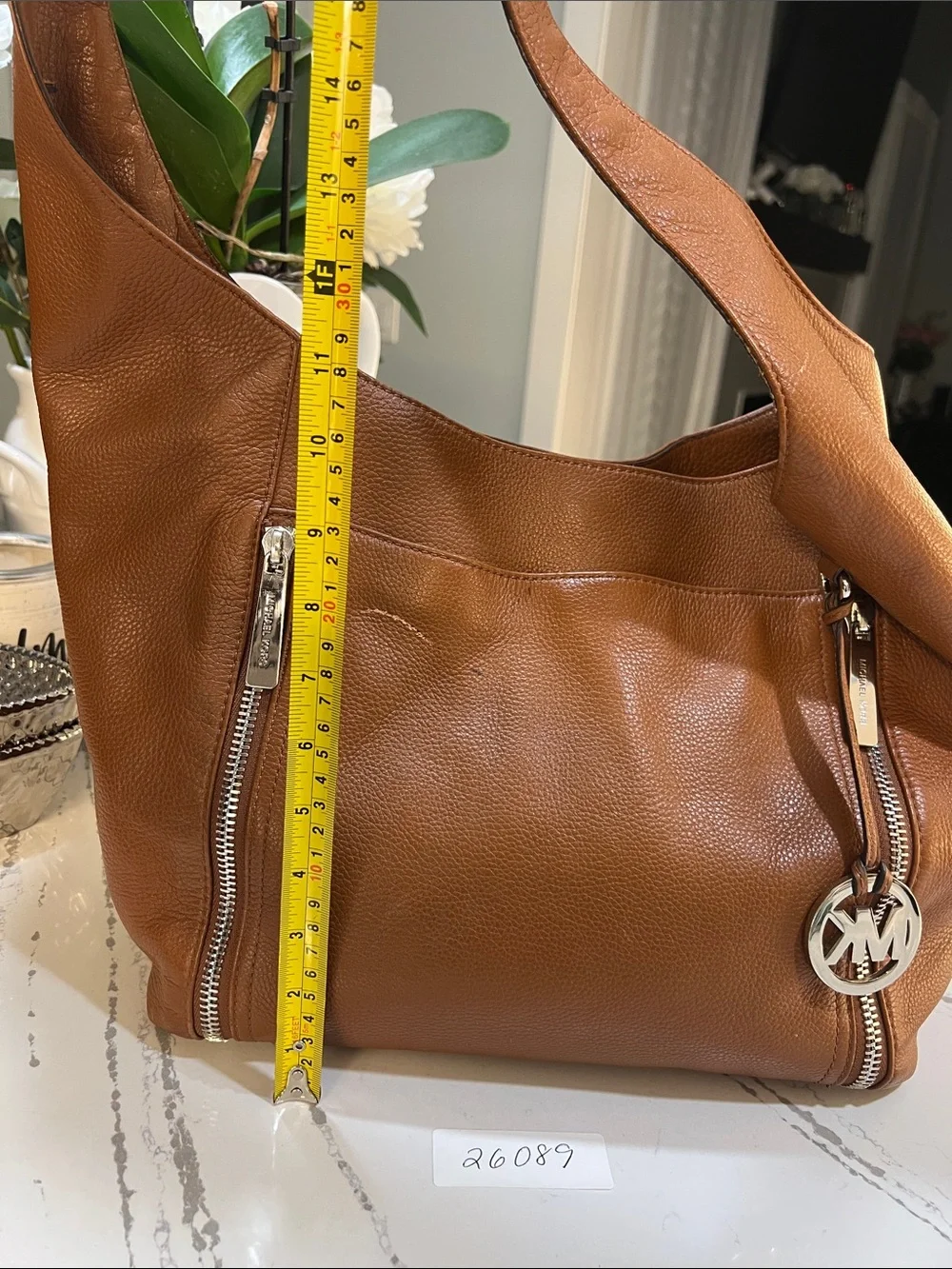 Michael Kors Cognac Leather Shoulder Hobo Bag Luggage Tan